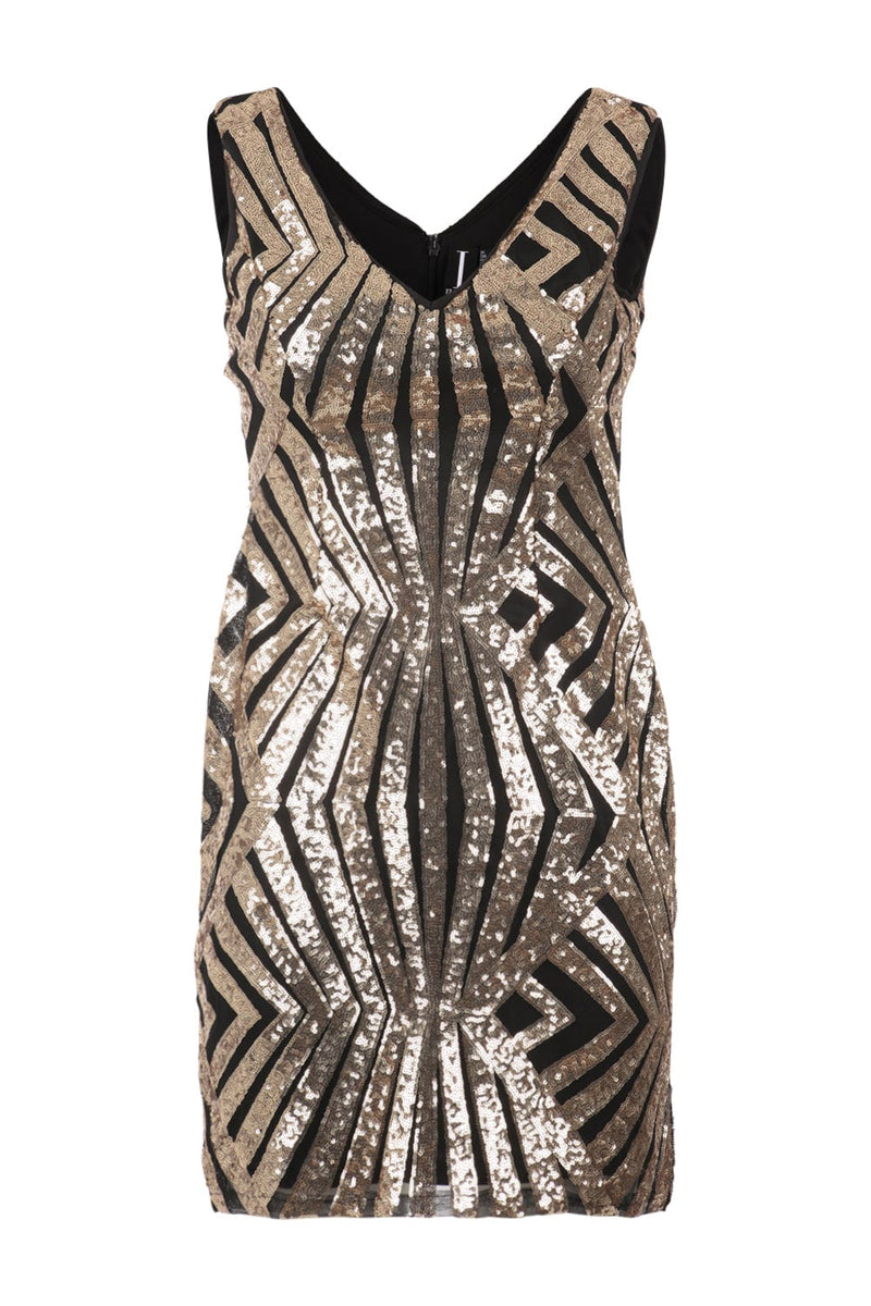 Aztec Plunge Sequin Dress | Izabel London